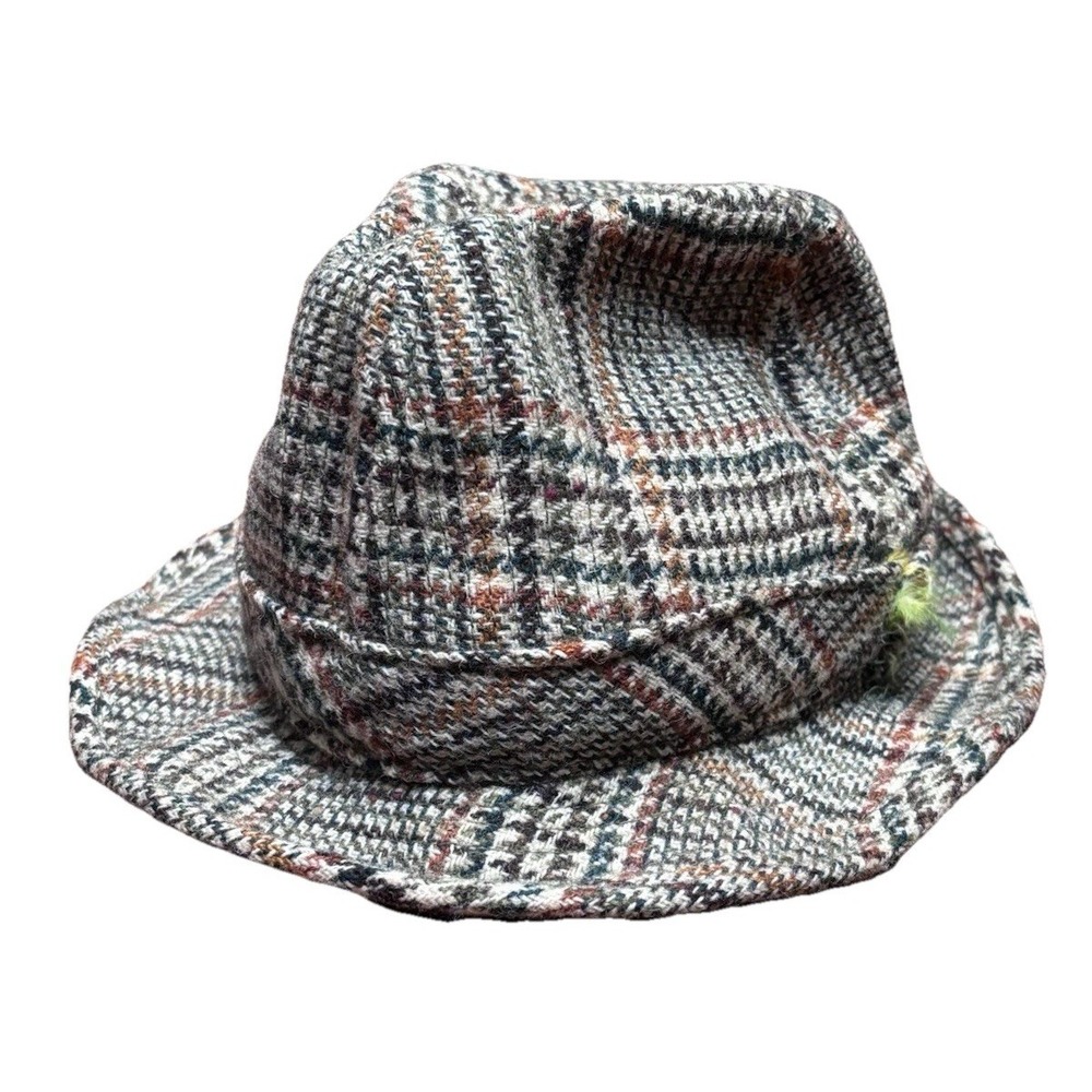 Donegal Handwoven Tweed Hat Fedora Wool Plaid Ireland Sz 7 57 Michael McGinaghey